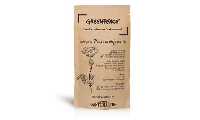Sachet de graines de fleurs mellifères offert (greenpeace.fr)