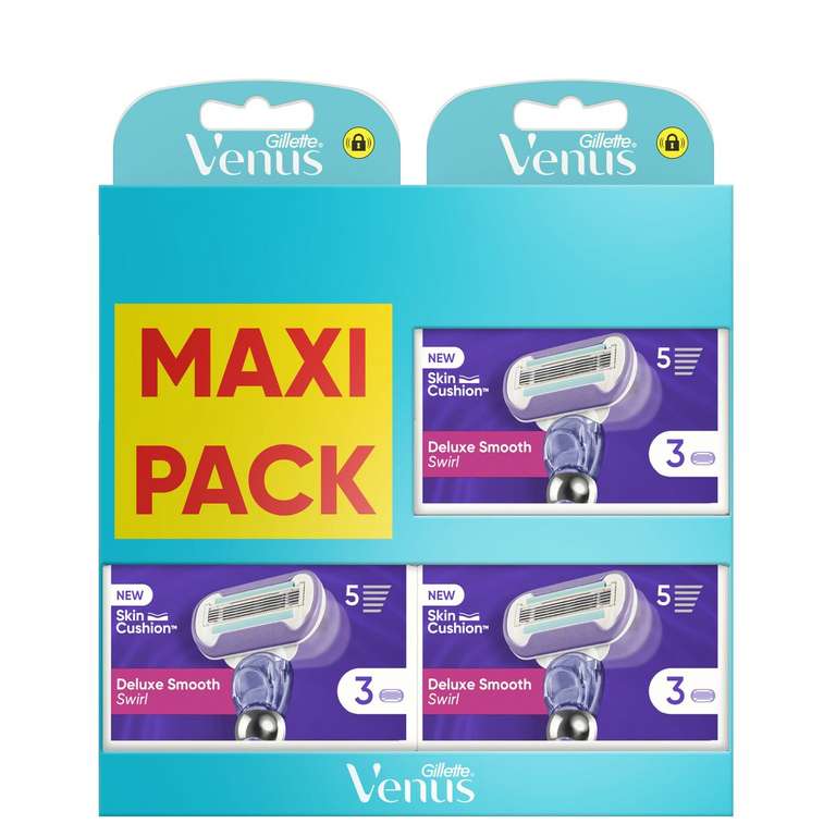 Pack de 3 paquets de 3 lames (=9 lames) de rasoir Venus Swirl Deluxe Smooth (via 23,22€ fidélité + 10€ en bon d'achat utilisable dès 60€)