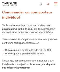 [Habitants Toulouse Métropole] Composteur 300L ou 400L à 15€ ou 600L à 25€ - Haute-Garonne (31)