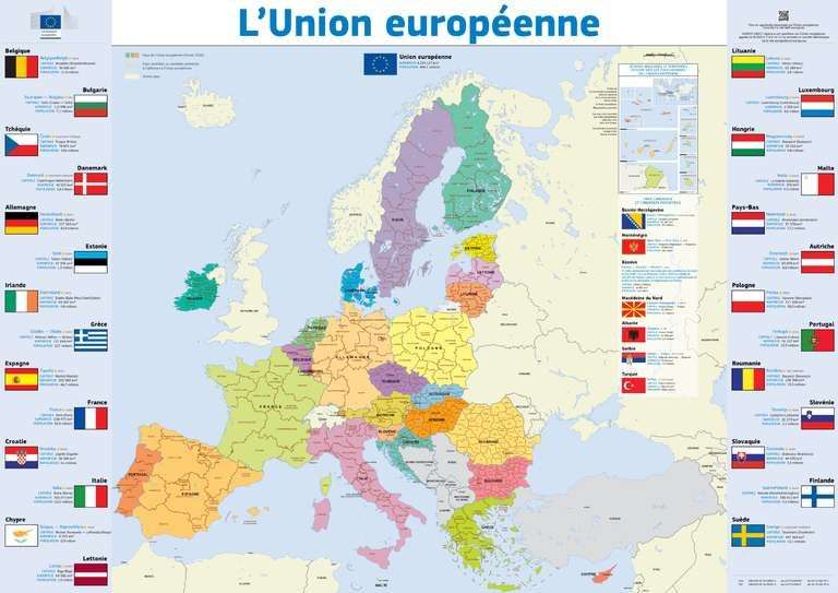 Carte de l'Union Européenne Gratuite - Format A1, 8x 21x29.7cm (livraison incluse) - op.europa.eu