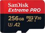Carte mémoire microSDXC SanDisk Extreme Pro UHS-I, Classe 10, U3, V30 - 256 Go + adaptateur SD