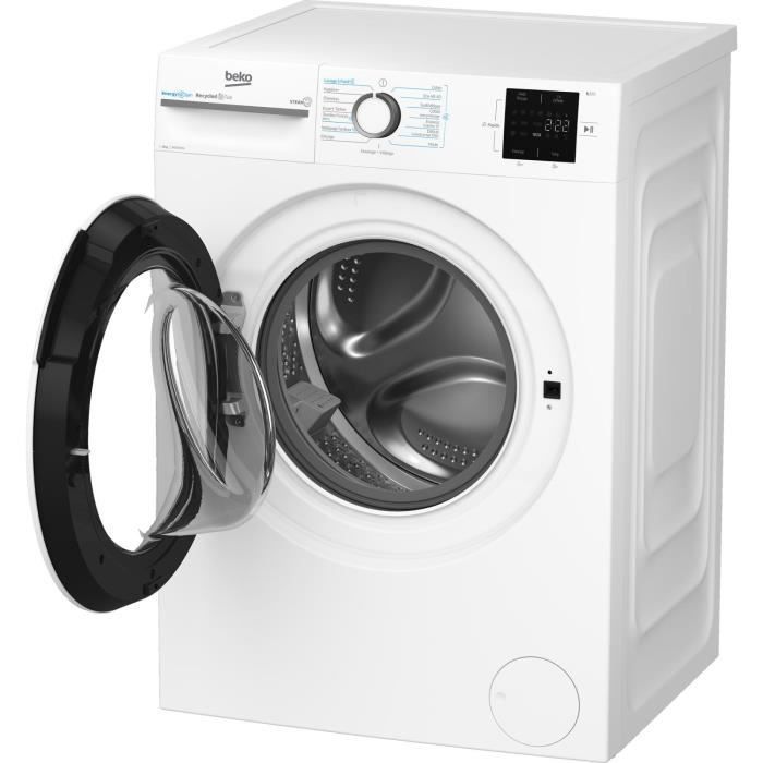 Lave-linge hublot BEKO LLFT39411 - 9 kg, Induction, L60cm, 1400 trs, min, Classe A, Blanc — Cdiscount