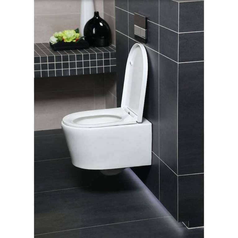 Pack bâti-support Geberit 112cm - WC sans bride Swiss Aqua Technologies + abattant softclose + plaque blanche Geberit