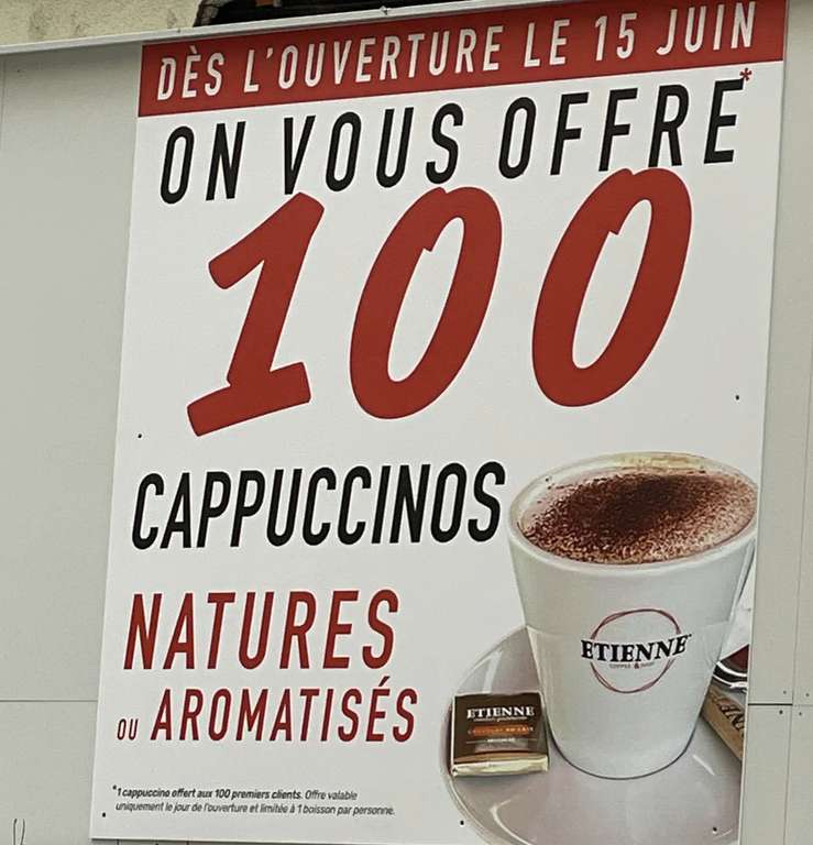 Cappuccino offert pour les 100 premiers clients - Etienne Coffee & Shop Corner (Lyon 69002)