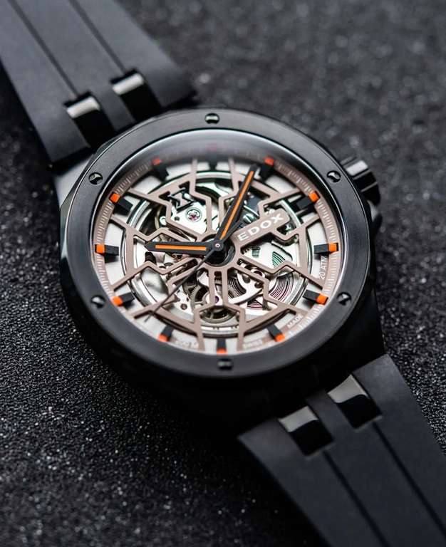 Montre Edox Delfin Automatique Open Heart - Boîtier Acier 43 Mm étanche 200m