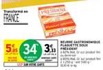 Lot de 2 Paquets de beurre PRESIDENT - 2x250g, doux ou demi-sel (Via 1.72€ sur la Carte de Fidélité)