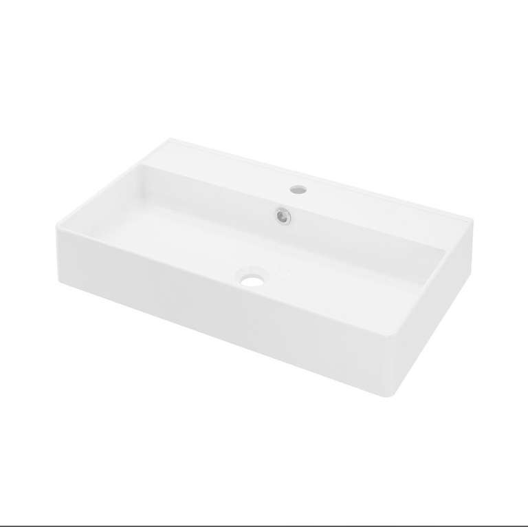 Plan vasque Sensea Easy simple céramique - L71 x l.41.5 x H.12 cm, blanc