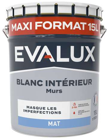 Peinture blanche intérieure murs Evalux - Blanc mat, 15 L