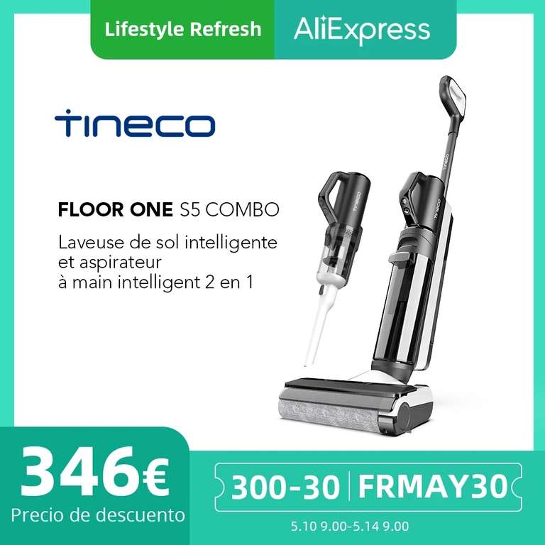 Aspirateur/laveur sans fil Tineco Floor One S5 Combo - pour sols sec et humide (Entrepôt France)