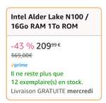 [PRIME] Mini PC Intel Alder Lake-N100(Max 3.4GHz,6W) 16 Go DDR4/1To M.2 NVMe SSD NiPoGi AK1 PLUS WiFi 6 (vendeur tiers - via coupon)