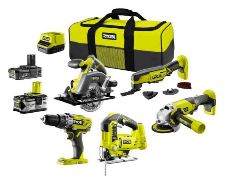 Pack Ryobi R18CK5A-242S complet 5 outils - 2 batteries 2.0Ah et 4.0Ah - 1 chargeur