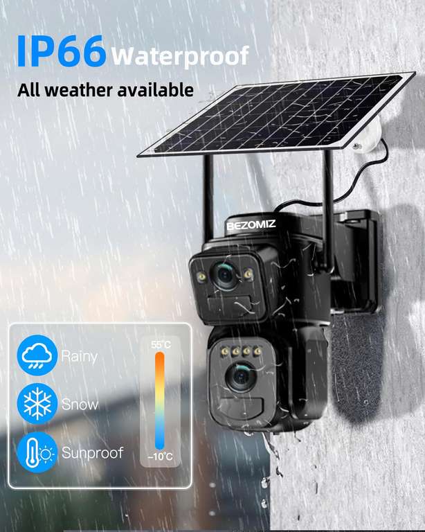 Caméra De Sécurité Solaire Extérieure 8MP Double Objectif - WiFi 2,4G, étanche IP66, Neuf Sous Emballage