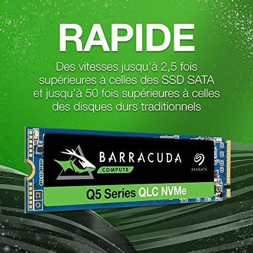 SSD interne M.2 NVMe Seagate BarraCuda Q5 (ZP1000CV3A001) - 1 To, PCIe 3.0
