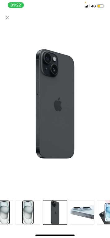 Smartphone 6,1" Apple iPhone 15 128Go, noir (modèle Chinois)