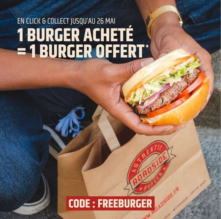 1 burger acheté = 1 burger offert chez Roadside Burger - Via Click & Collect (Sélection de Restaurants Participants)