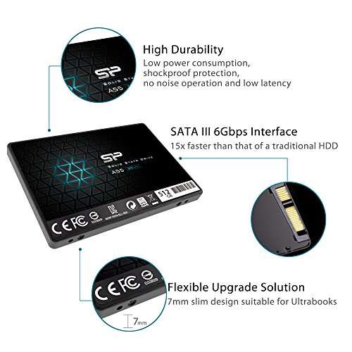 SSD interne 2.5" Silicon Power A55 - 512 Go, 3D NAND, Cache SLC (vendeur tiers)