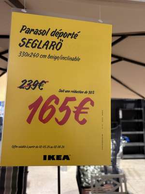 Parasol déporté Seglaro - beige/inclinable, 330x240 cm, Ikea Paris Nord (75)