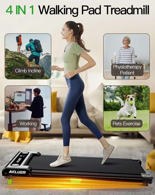 Tapis De Marche Inclinable 2-6 Km/h - Pour Bureau Et Maison, Moteur 2.5HP, Télécommande Et App, Pliable
