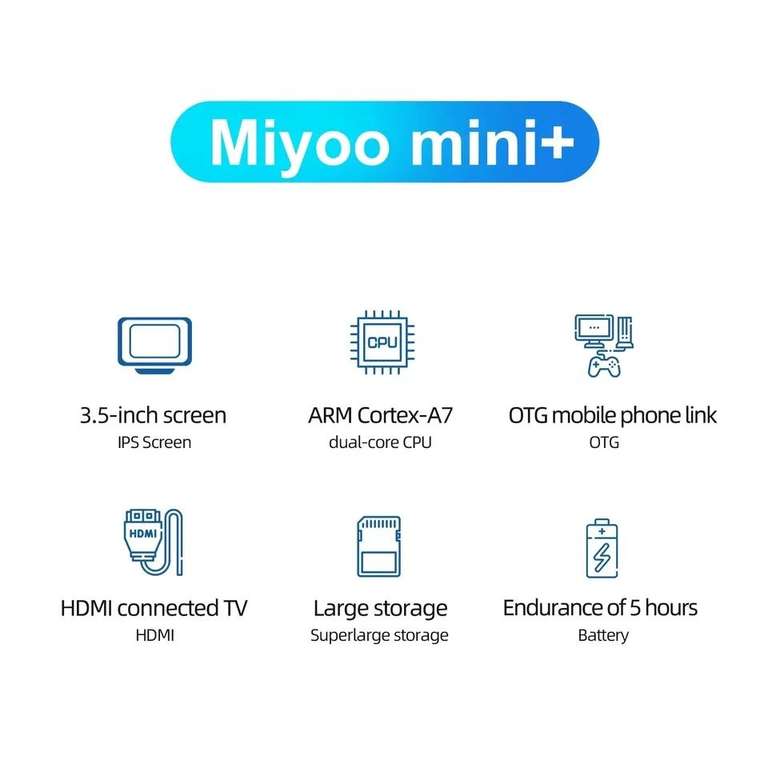 Mini Console de jeu 3,5" Miyoo Mini Plus - Crystal Black - Sans jeu