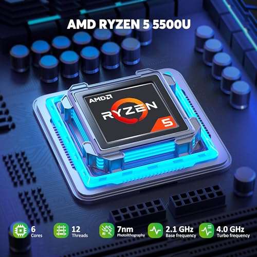 Mini PC Ouvis AMR5 - AMD Ryzen 7 5700U, 16Go RAM, 512 Go SSD, HDMI