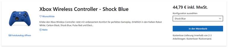 Manette sans fil Microsoft Xbox - Shock Blue