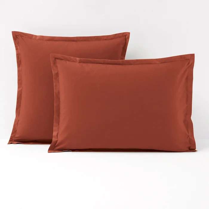 Taie d'oreiller carrée ou rectangulaire en percale de coton - Coloris piment (5,76€ les 2 taies)