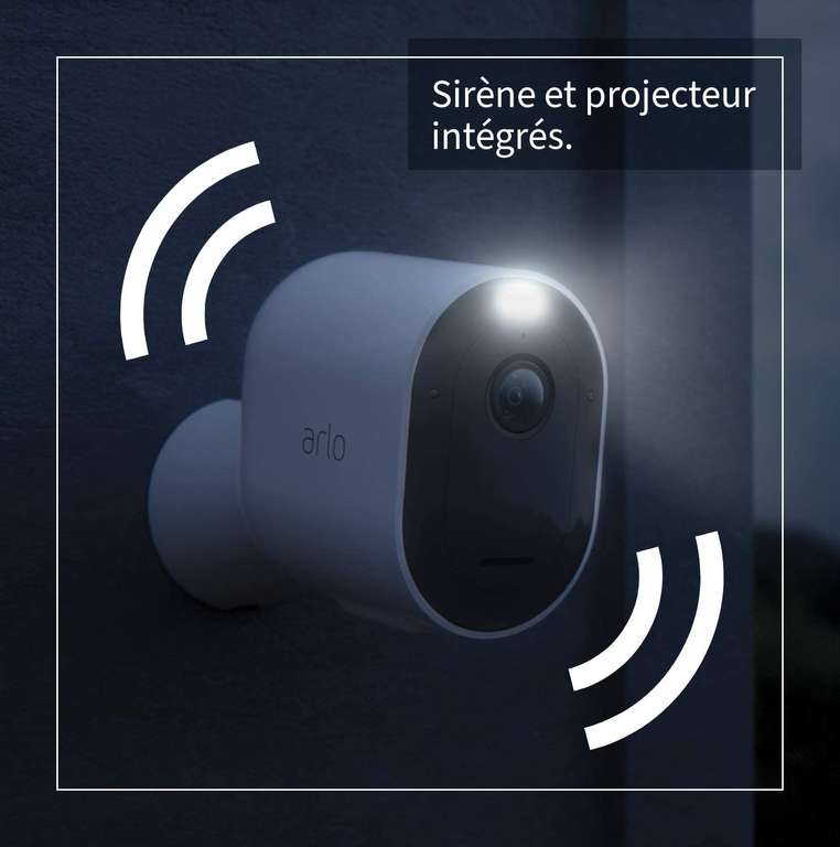 Pack de 4 Caméras de Sécurité Arlo Pro 3 - WiFi, 2K HDR, 160°, Eclairage projecteur intégré, batteries rechargeables