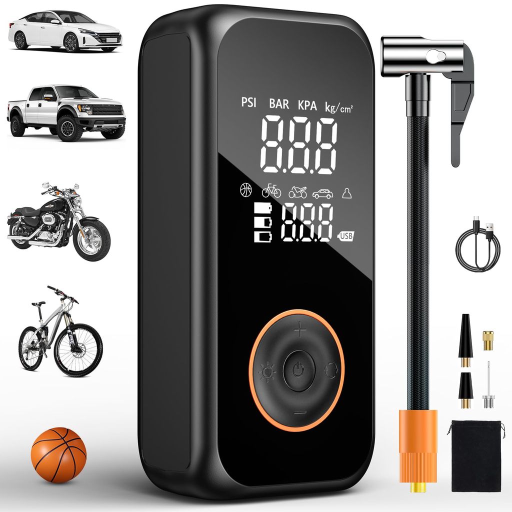 Compresseur à Air Portatif, 6000mAh écran LCD Numérique, Charge Type-C Lampe LED (via coupon - vendeur tiers)