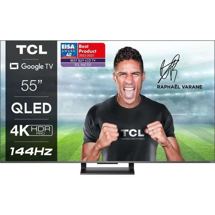 TV QLED 55" TCL 55C731 - 4K UHD, 100 Hz, Google TV (Vendeur Tiers)