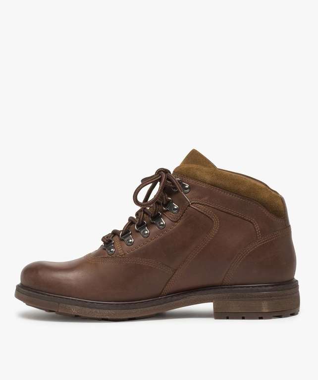 Boots avec dessus cuir lisse et lacets montagne pour Homme - Marron, Tailles 40 à 45 (sélection de magasins)
