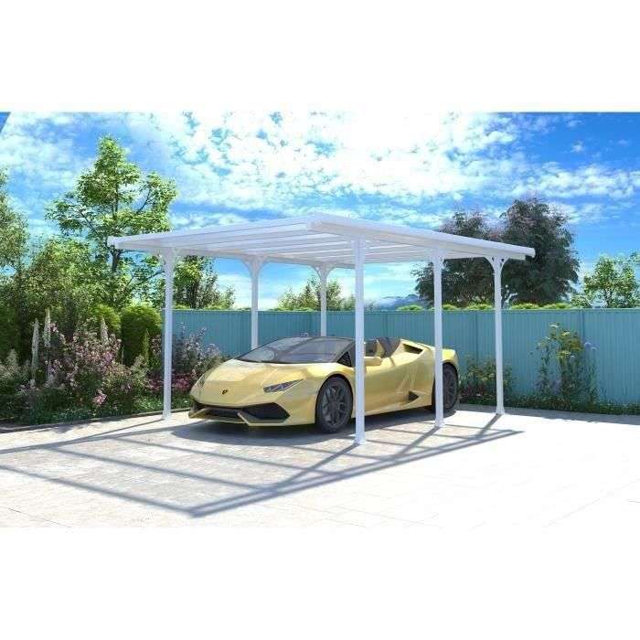[CDAV] Carport 1 voiture en aluminium - métal et polycarbonate, 13.52 m², Blanc