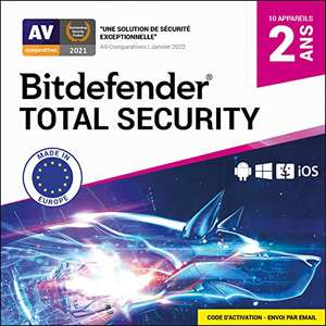 Licence antivirus Bitdefender Total Security 2023 - 10 appareils, 2 Ans (Dématérialisé)