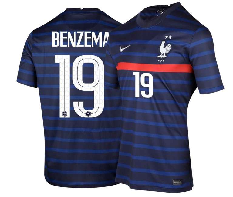 Maillot de football France Domicile (2021-2022) - Flocage Benzema et MBAPPE, Taille : M, L ou XL