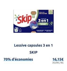 Boîte de 38 capsules de lessive Skip 3 en 1 - Différentes variétés (Via 11.31€ sur la carte de fidélité)
