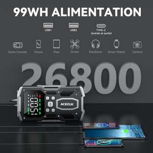 Booster De Batterie 6000A Avec Compresseur Air - 21800mAh, Démarreur Voiture, Gonfleur Pneus 150PSI