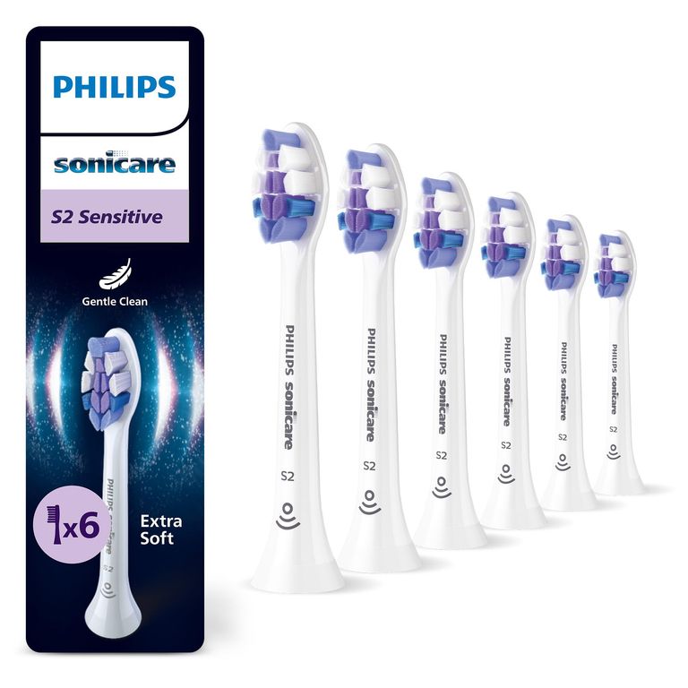 Lot de 6 Têtes de Brosse à Dents Philips Sonicare S2 Sensitive HX6056/87 - Blanc — Amazon