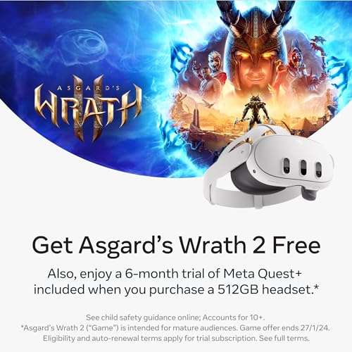 Casque de Réalité mixte Meta Quest 3 - 512 Go avec le jeu Asgard’s Wrath 2 (Via Remise Panier)