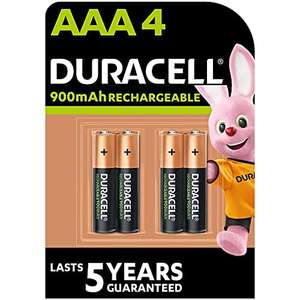 [Prime] Paquet de 4 piles rechargeables Duracell - AAA, 900mAh