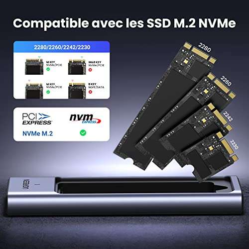 Boîtier ssd m.2 NVMe USB 3.2 Gen 2 Ugreen (Via coupon - Vendeur tiers)