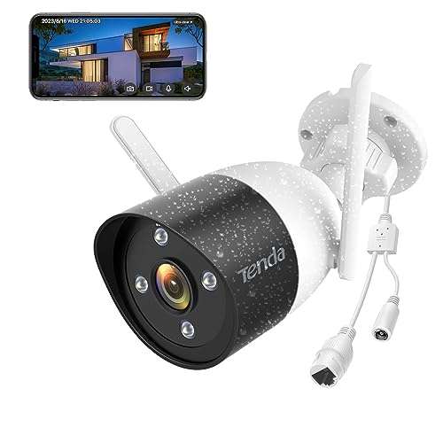 Caméra de surveillance éxtérieur Tenda - 1080P WiFi, Vision Nocturne Couleur, Détection Personne & Mouvement, Alexa (Vendeur tiers)