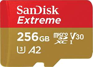 Carte MicroSDXC SanDisk 256 Go Extreme (A2 App Performance, UHS-I, Classe 10, U3 et V30) + Adaptateur SD