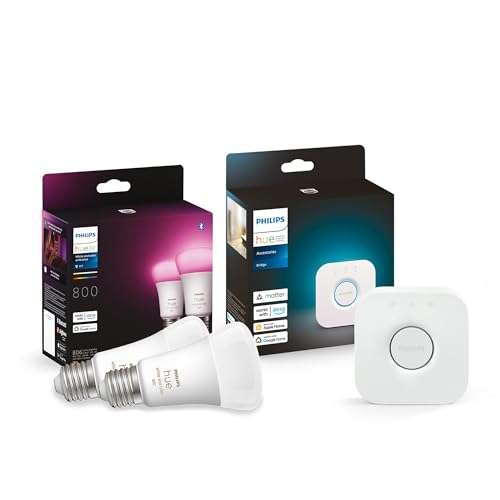 Philips Hue White and Color ambiance Kit de démarrage : 2 ampoules  connectées E27