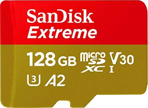 Carte microSDXC SanDisk Extreme - 128 Go, jusqu'à 190 Mo/s, avec performances d'application A2