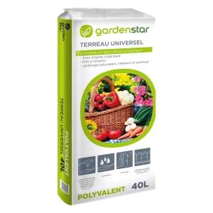 Terreau universel Gardenstar 40L - Utilisable en culture biologique - 100% Remboursé via cagnottage - Auchan Orléans (45)