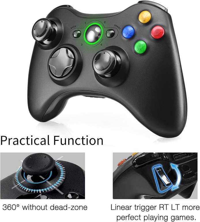 Manette sans fil pour Xbox 360, 2,4 GHz, double vibration pour manette Xbox  360/PC/Windows 7, 8, 10, avec récepteur et sans prise audio Blanc (non OEM)  : : Jeux vidéo