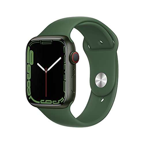 [Prime] Montre connecté Apple Watch Series 7 (GPS + Cellular) - Boîtier en Aluminium, Vert, 45 mm, Bracelet Sport trèfle - Regular