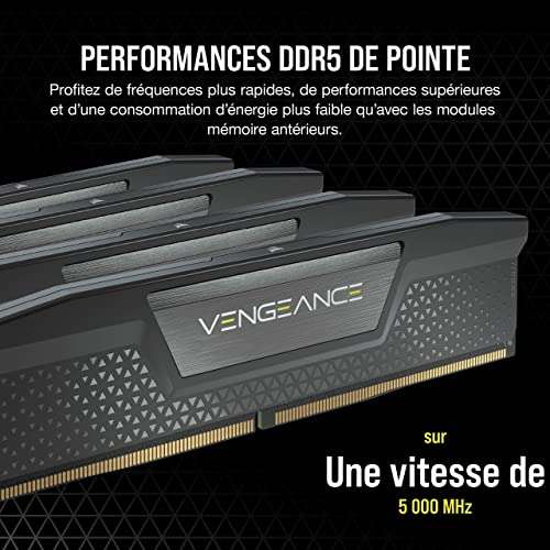 Mémoire RAM DDR5 Corsair Vengeance - 32Go (2x16Go) 5200MHz CL40 Intel XMP Compatible iCUE