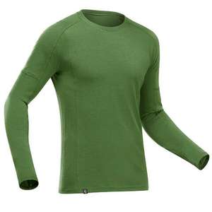 T-shirt manche longue en laine mérinos Forclaz MT500 - Vert bouteille
