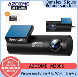 Caméra de tableau de bord Dashcam Azdome M300S - 4K 1080P, WiFi 5.8GHz, GPS, vision nocturne - Noir