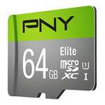 Carte mémoire microSDXC PNY Elite Classe 10 UHS-I - 64 Go + Adaptateur SD